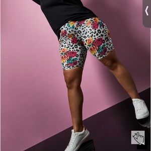 Betsey Johnson White Leopard Floral Bike Short